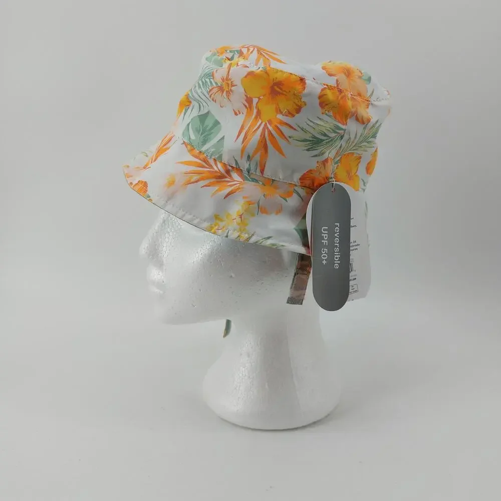 Wonder Nation Reversible Sunhat UPF 50+ Hibiscus Flower Tropical One Size